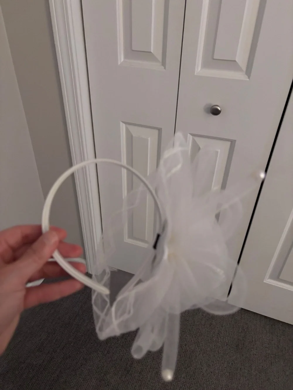 Nathalie Loma Ivory Tulle Fascinator with Feathers & Mesh